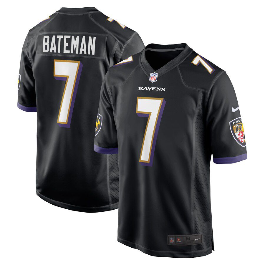 Men Baltimore Ravens #7 Rashod Bateman Nike Black Game Player NFL Jersey